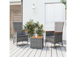 Pcs Conjunto de Móveis de Jardim - Conjunto Lounge de Jardim Vime Pe/acácia Maciça Cinza HARLANV1
