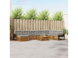 Vidaxl Conjunto De Sofás Para Exterior 9 Unid. Cinza Natural E Claro