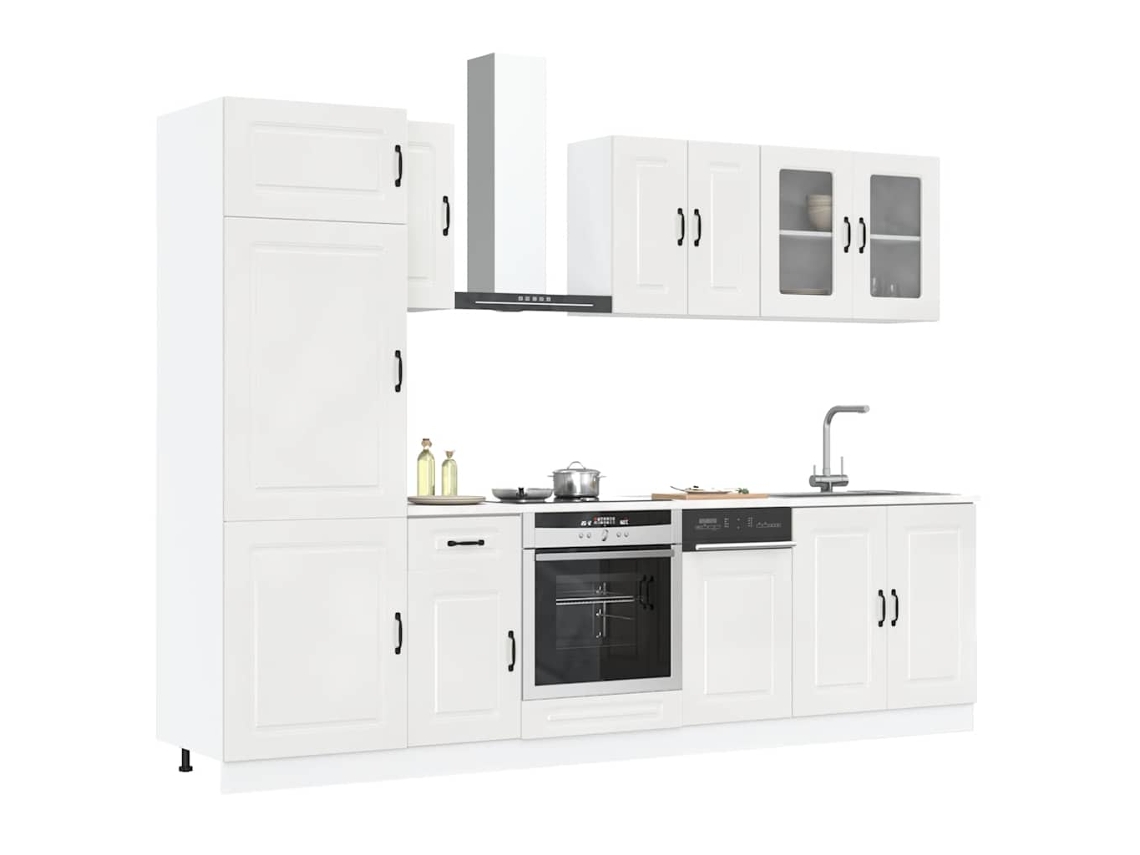 Vidaxl 8 Peças Armário De Cozinha Conjunto Kalmar Branco Brilhante
