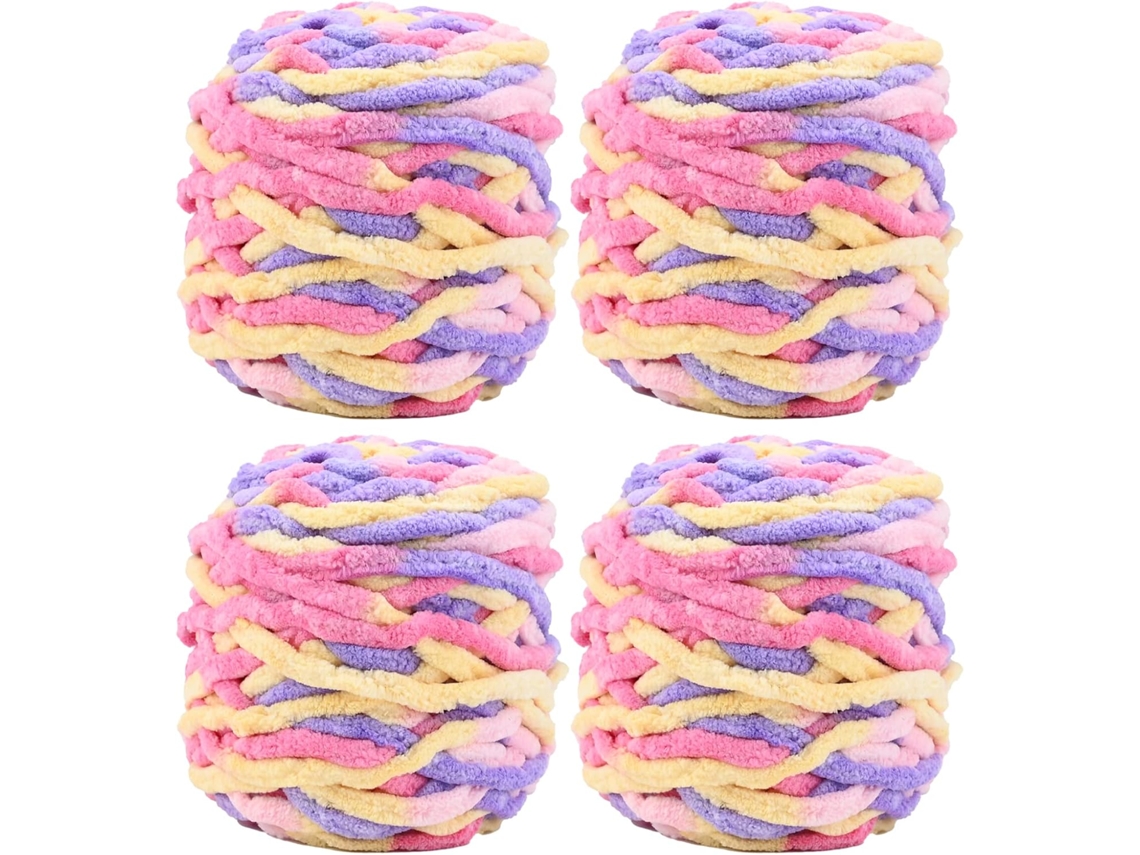 Lurelia Fio Tricô Grosso Macio Colorido Poliéster 4 X 100g Multicolorido Para Crochê