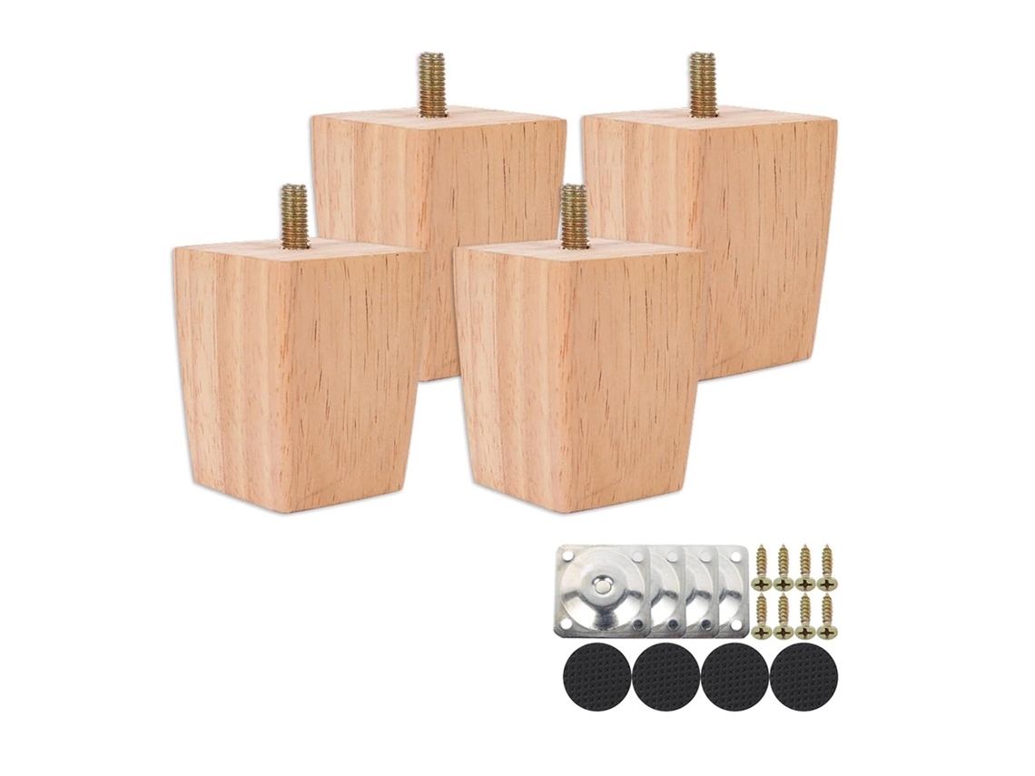 Pés De Mesa 4 Peças 6/10/15cm Em Madeira Maciça Para Sofá,armário,cama,mesa,cadeira Acessórios De Substituição Para Móveis Btforus