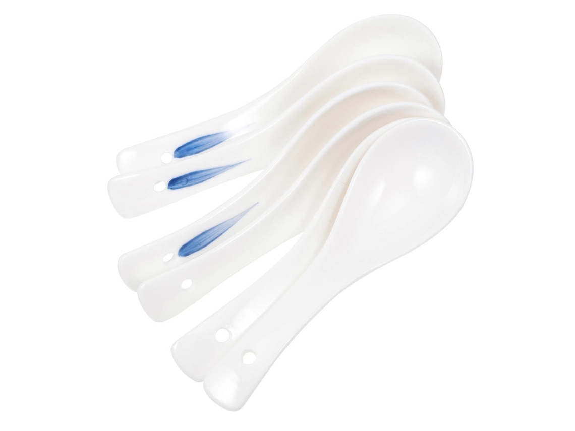 Conjunto De Colheres De Porcelana Branco 6 Unidades 14,20x4,50x1,50cm