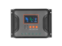 Controlador de Carga Solar PWM 60a 12v 24v 36v 48v com USB e LCD | S/MARCA