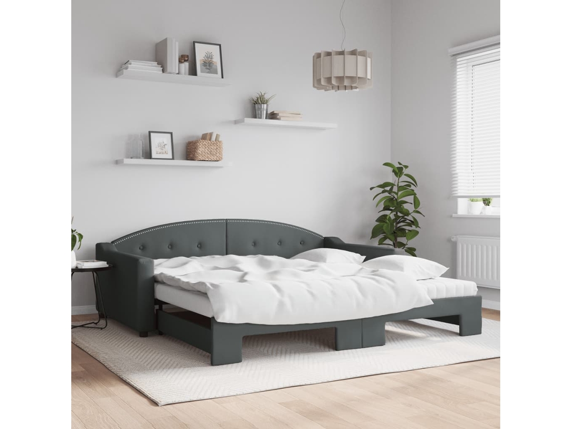 Vidaxl Sofá-cama C/ Gavetão/colchões 100x200cm Tecido Cinzento-escuro