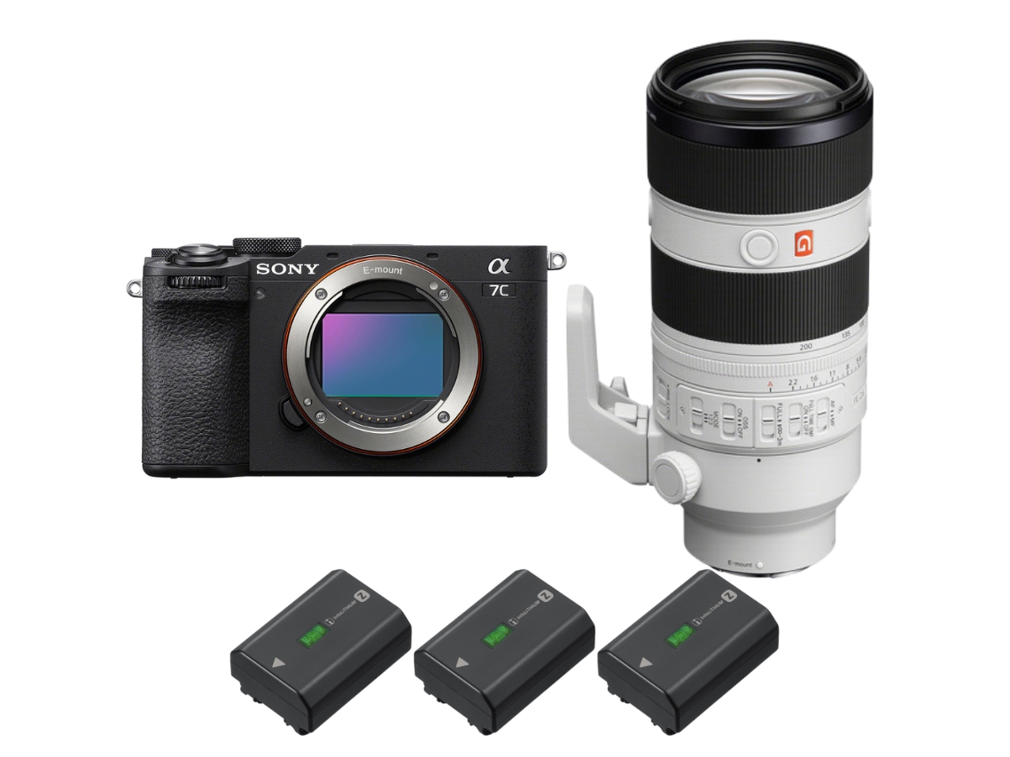 A7c Ii Preto + Fe 70 200mm F/2.8 Gm Oss Ii + 3 Sony Np fz100 Máquina Fotográfica Híbrida + Ebook “20 Dicas para Fotos Que Impressionam” SONY
