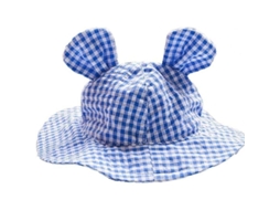 Gorra De Pescatier Para Mascotas De Poliéster Bonita Con Estampado De Cuadros Y Orejas Animadas Accesorio Decorativo