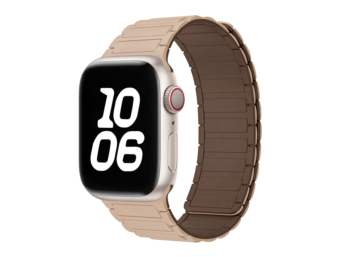 Pulseira Magnética de Silicone HALINUI para Apple Watch Series 1 11/ultra (38 42 Mm) com design esportivo respirável, bege castanho
