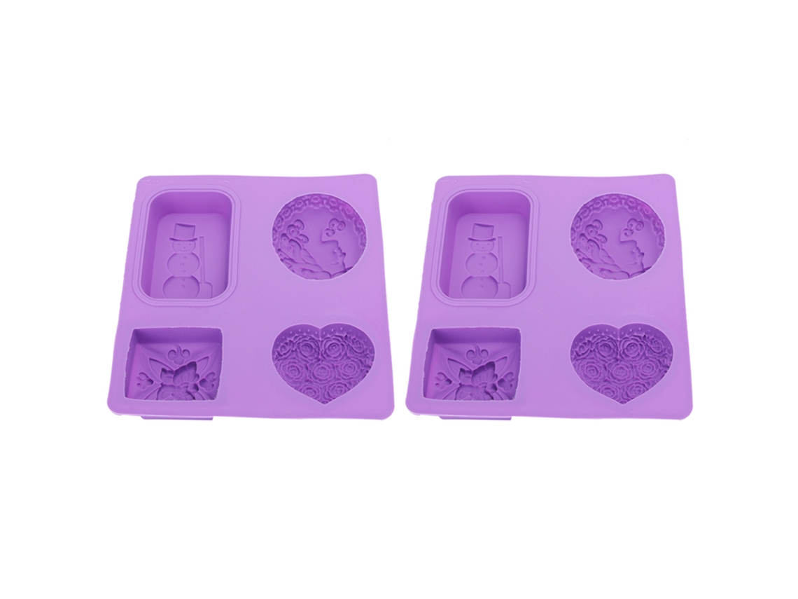 2 Moldes de Silicone com 4 Cavidades para Sabão Diy e Bolo, Resistente ao Calor | S/MARCA
