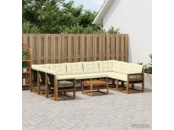 Vidaxl Conjunto De Sofás Para Exterior 10 Unid. Natural E Creme