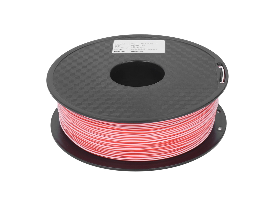 Filamento PLA 1.75mm duas cores vermelho branco para impressora 3D modelos DIY S/MARCA