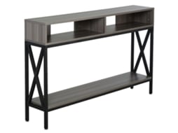 Mesa Consola Melamina de Madeira e Metal Cor Cinza e Preto 120x23.5x75cm Homcom