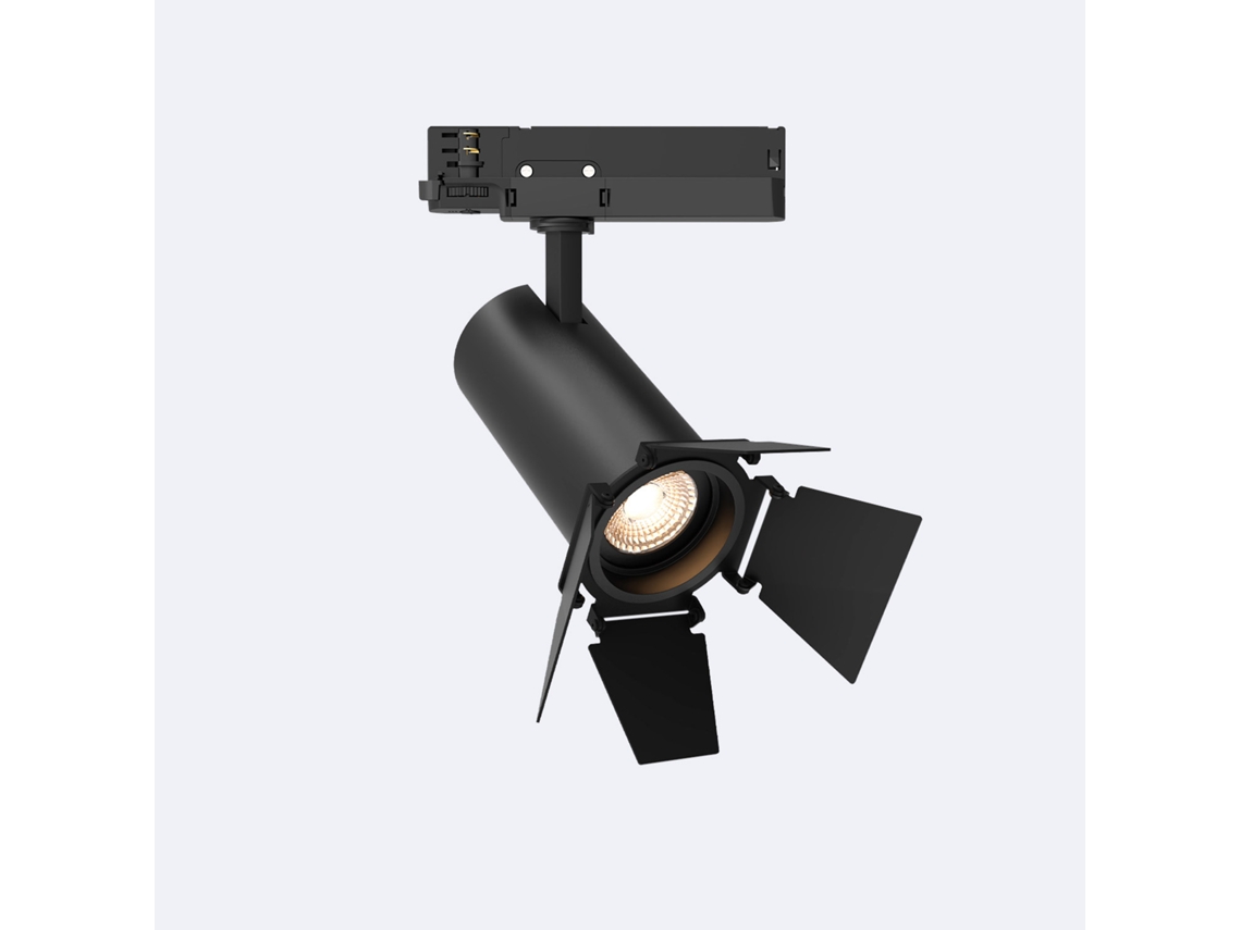 Foco Carril Led Trifásico 40W Fasano Cinema no Flicker Regulável Preto LEDKIA