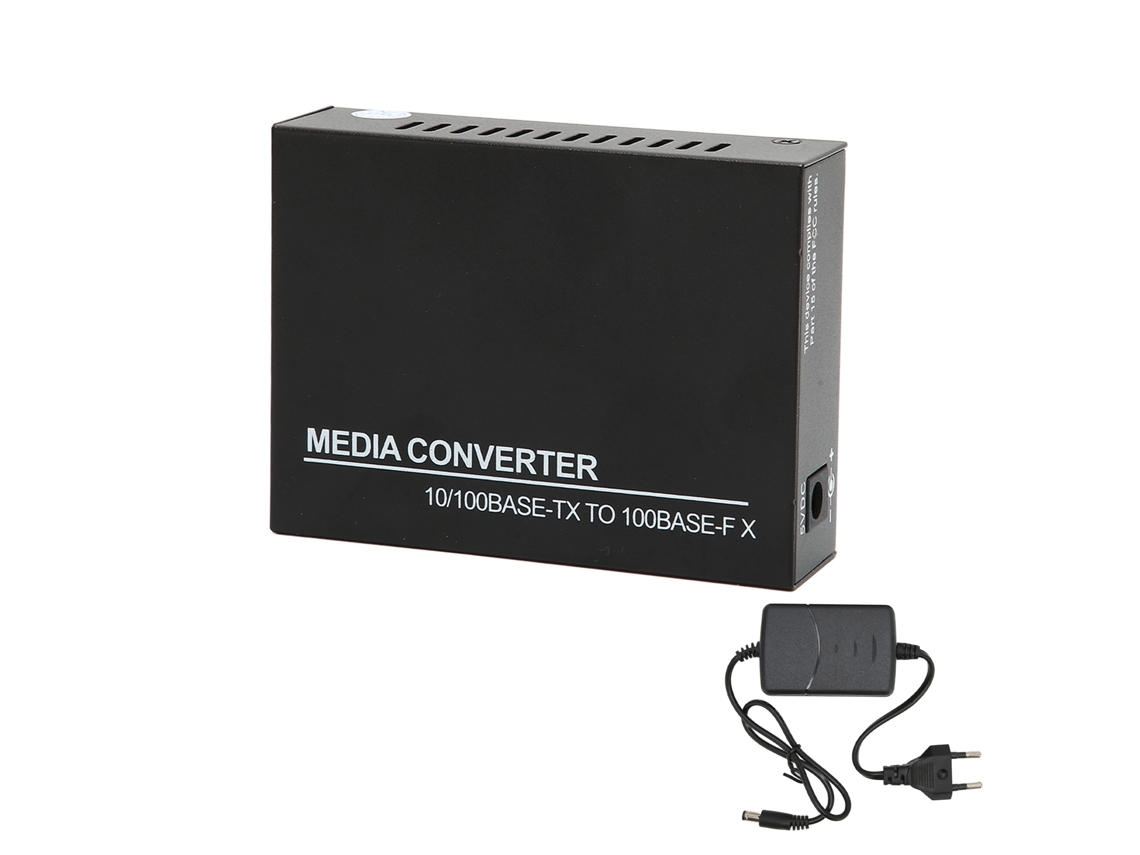 Conversor de Fibra para Ethernet 10/100Mbps, Porta RJ45, Fibra Multimodo, US Plug