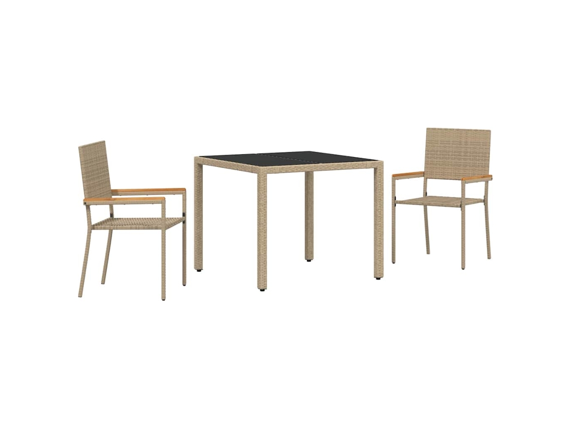 Maison Exclusive - Conjunto Jantar Para Jardim 3 Peças Bege Vime Pe