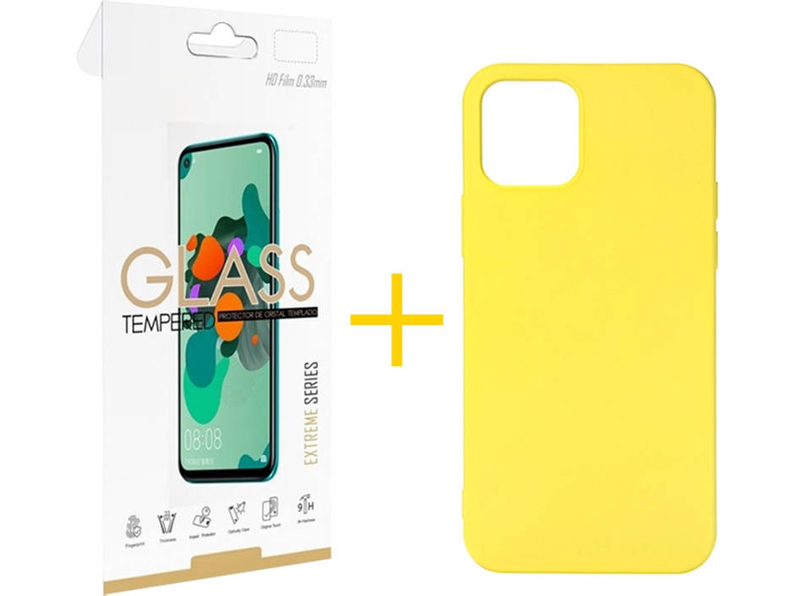 Kit Capa e Película Apple iPhone 11 Pro SKYHE Liso (Amarelo)