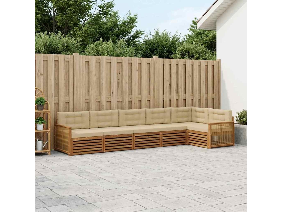 Vidaxl Conjunto De Sofás Para Exterior 6 Pcs Natural E Bege