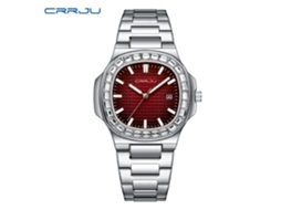 Relógio De Pulso Feminino Casual À Prova D'água (branco E Vermelho), Quadrado E Compacto, Com Calendário, Ideal Para Casais.