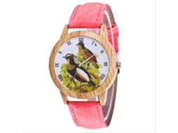 Relógio de pulso unissex Zhoulianfa Quartz, estampa Animal Fashion rosa