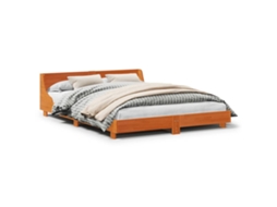 Bed Frame, Bed Frames Vidaxl Marrom Madeira De Pinho (140 X 190 Cm)
