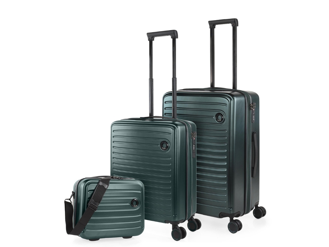 Conjunto De Malas Rígidas Em Abs Jaslen Padua Verde (43x65x27 Cm 68l)