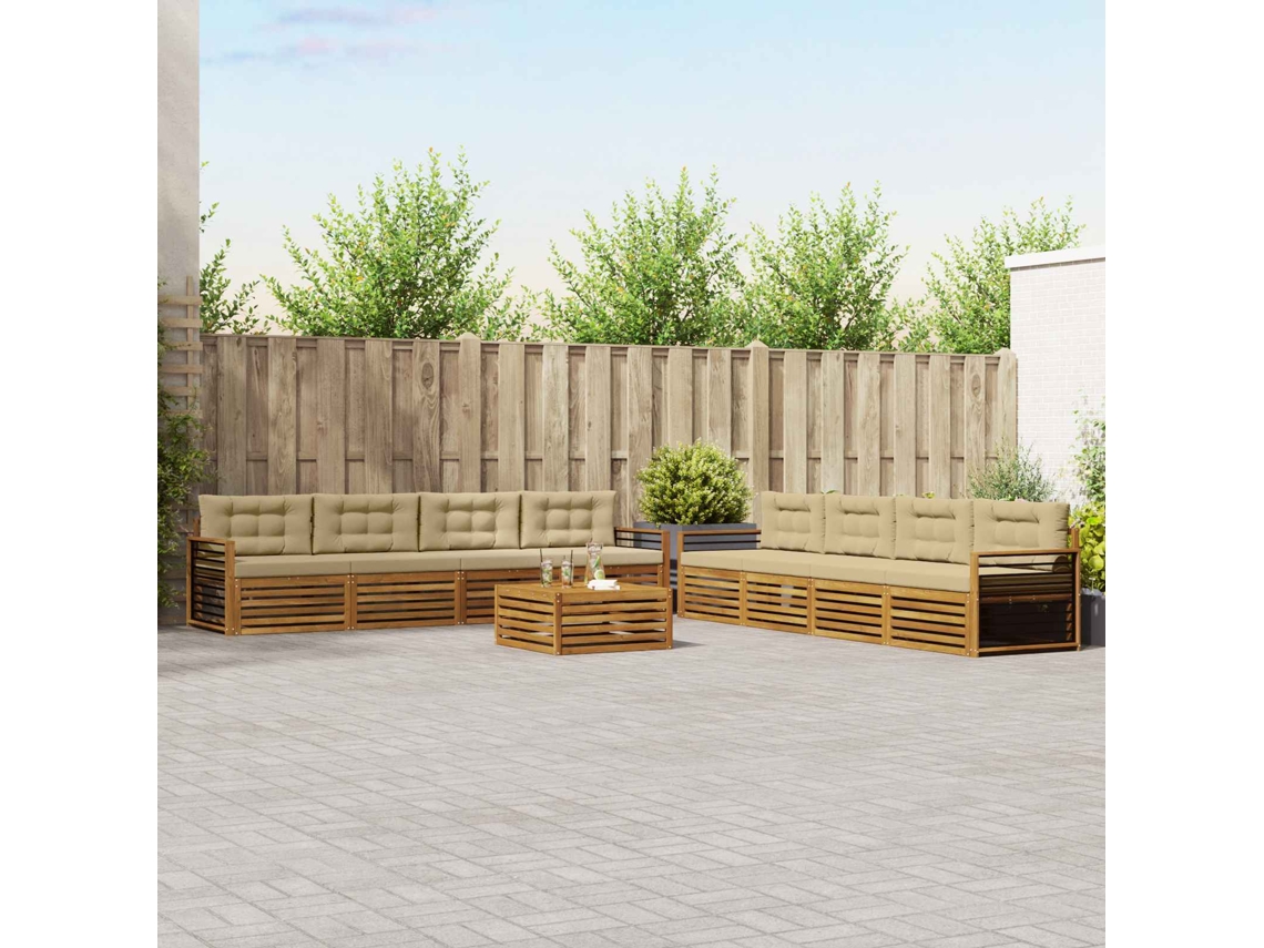 Vidaxl Conjunto De Sofás Para Exterior 9 Unid. Natural E Bege