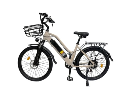 Bicicleta Elétrica Orlms City 26 500w 48v 15ah 45km/h 55km Alcance Máximo Freios A Disco Mecânicos Suspensão Garfo Dianteiro Creme Amarelo