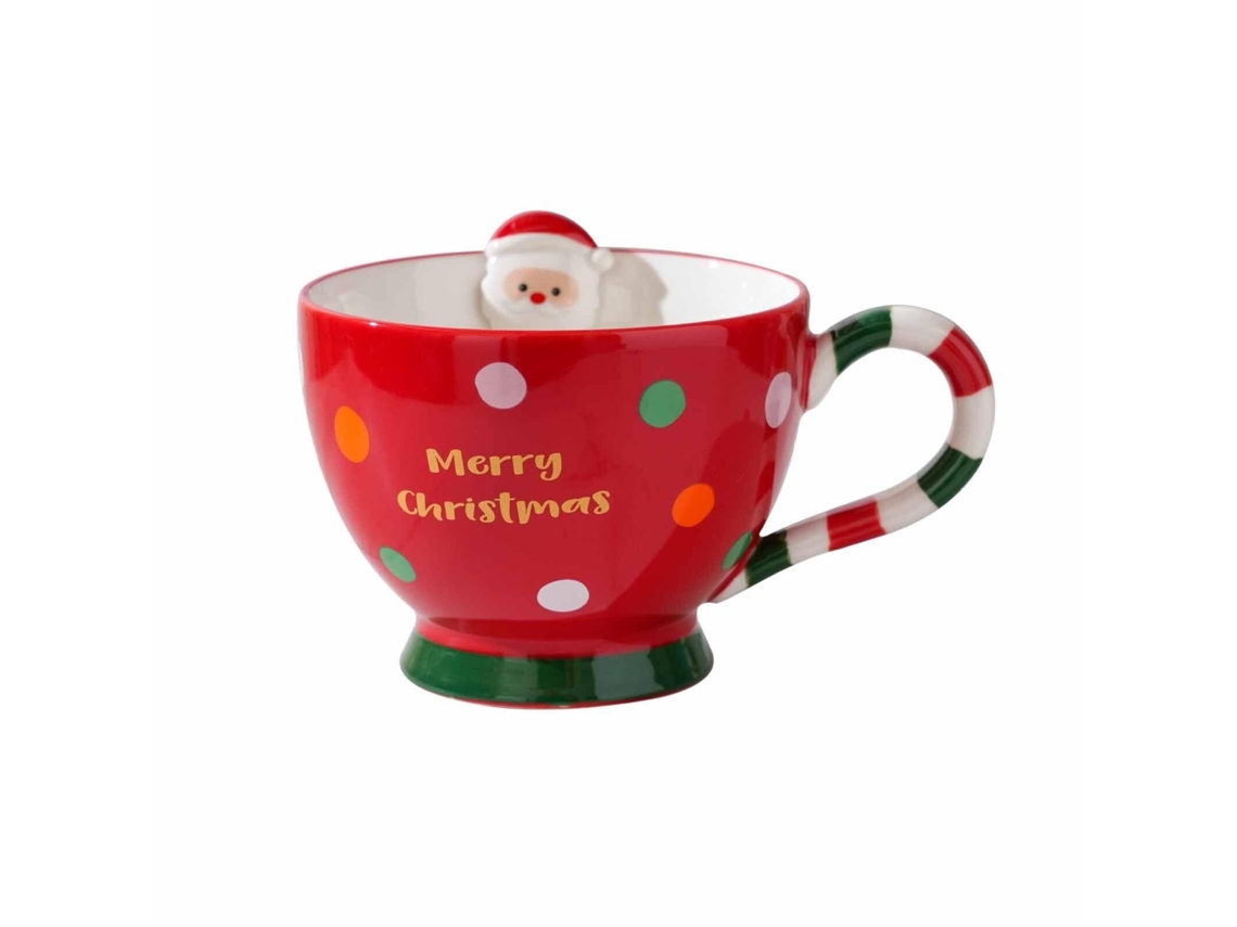 Caneca De Natal De Cerâmica Vermelha De 47 Cl Com Boneco De Gengibre 3 D E Alça Em, Cor Vermelho, Decoração De Floco De Neve De Feliz Natal