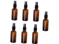 Conjunto De 7 Frascos De Vidro Marrom Com Spray Para Óleos Essenciais.