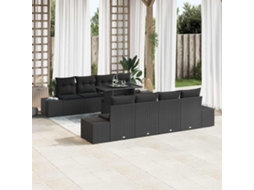 Vidaxl Conjunto De Sofá De Jardim 9 Unid. Preto