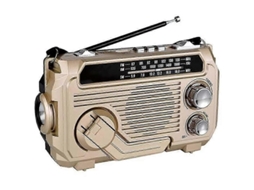 Rádio FM/AM/SW alimentado por Energia Solar AQUAFORGE, Emergência, Receptor de Manivela, Bluetooth 5.2, Dourado