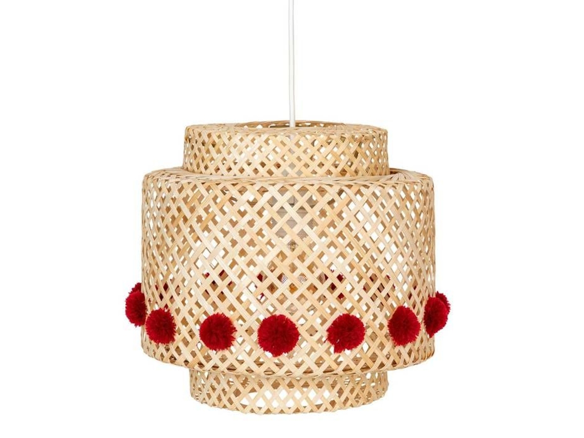 Candeeiro Suspenso Infantil Liby Com Pompons Vermelhos D28cm Atmosphera Interior Designer