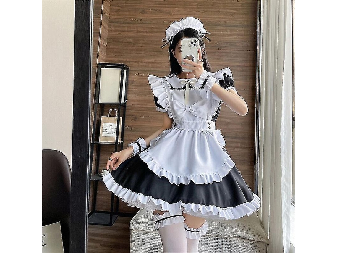 Traje De Cosplay De Halloween Anime Japonês Vestido Lolita Para Mulher Uniforme De Criada S