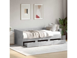 Vidaxl Sofá-cama Com Gavetas Sem Colchão 100x200 Cm Cinzento Cimento