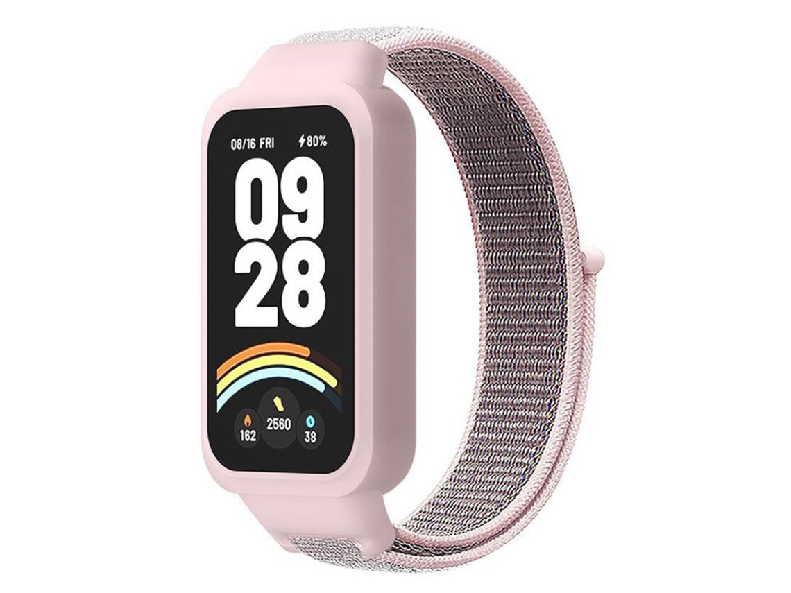 Capa para Xiaomi Smart Band 9 Active / Redmi Band 3 com Alça de Nylon Rosa XIAOMOYU
