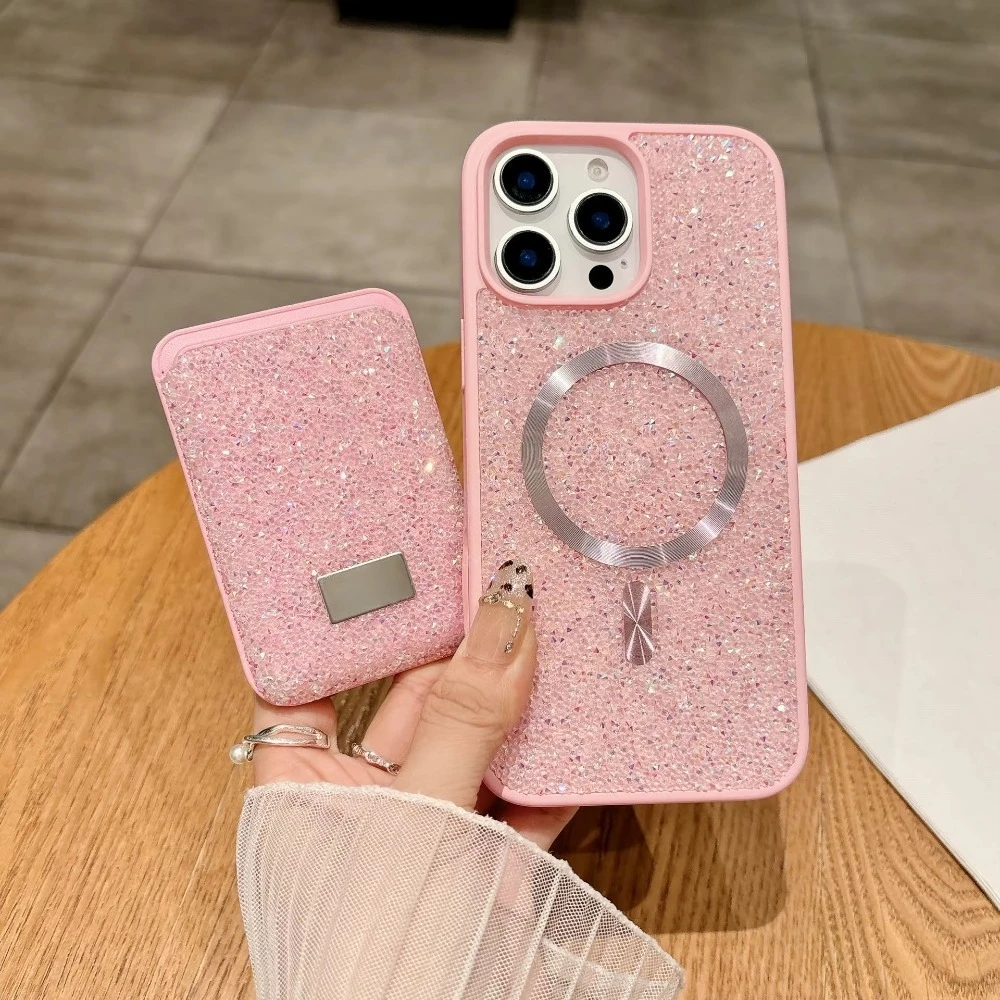 (rosa, Iphone 15) Capa Para Celular Com Compartimento Magnético Para Cartão, Adequada Para Iphone, Capa Protetora À Prova De Quedas.