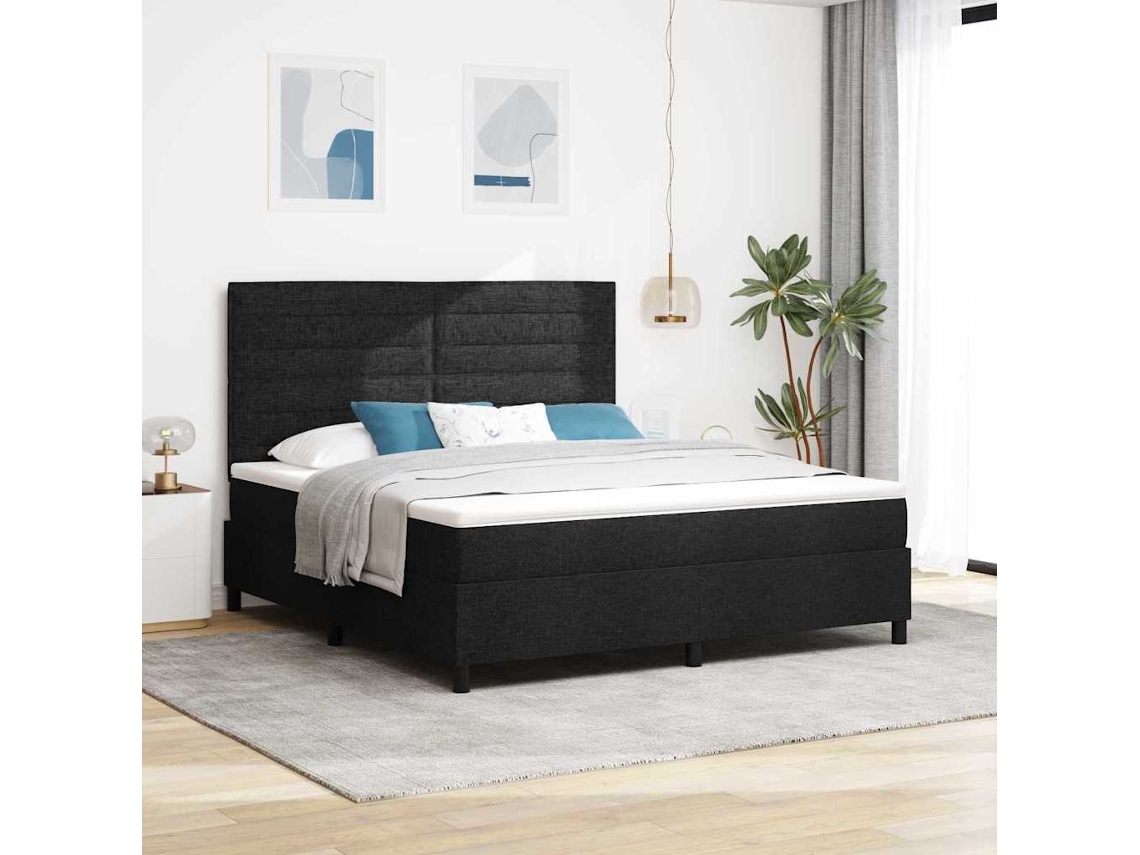 Vidaxl Cama Box Com Colchão Com Led Preto 180 X 200 Cm Tecido