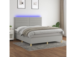 Vidaxl Cama Box Spring C/ Colchão E Led 160x200 Cm Tecido Cinza-claro