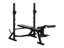 Banco de Musculação Multifuncional com Altura Ajustável de 3 Níveis para Treino de Corpo Inteiro 175x98x130 Cm Preto Ge