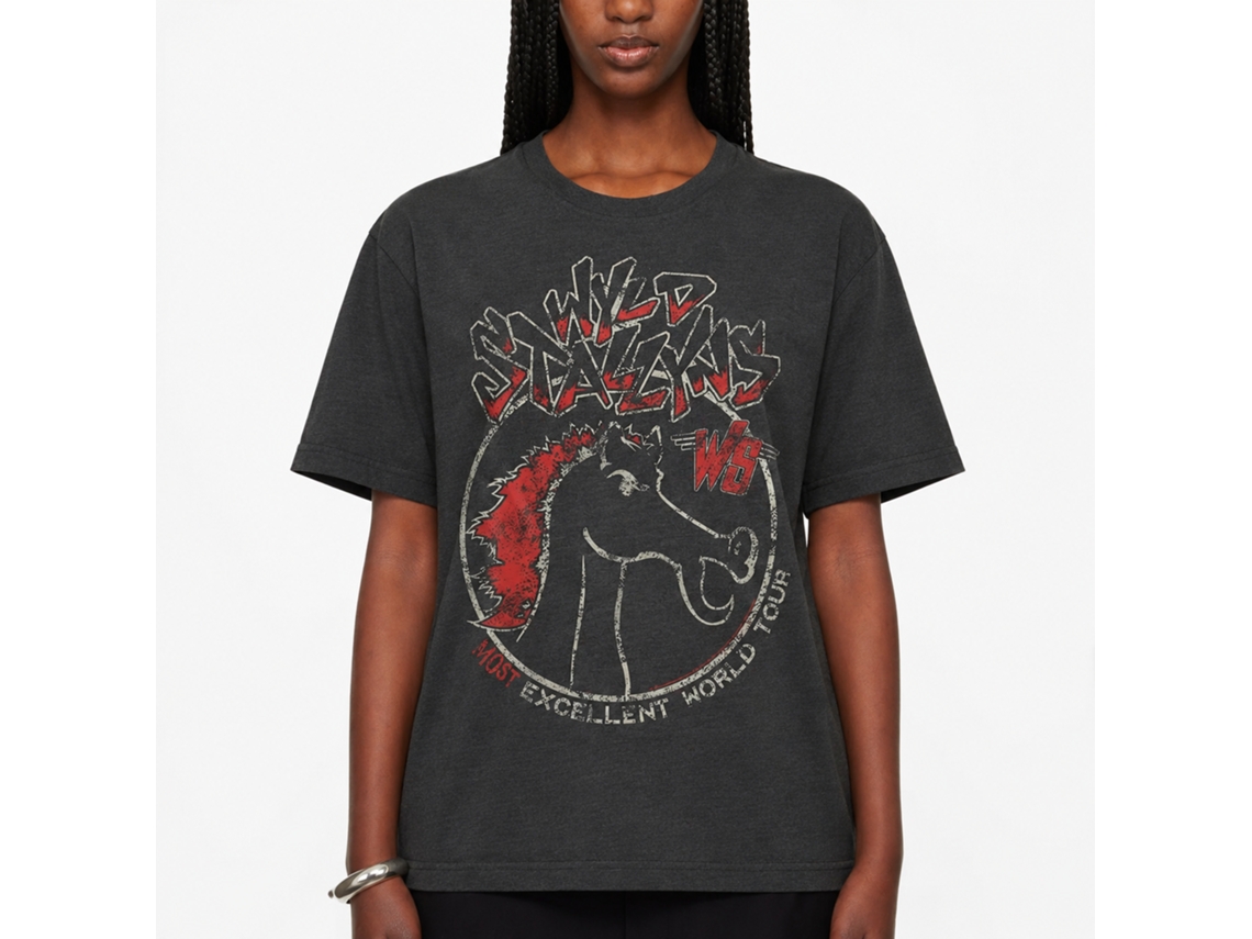 Rockinstone Bill And Ted Wyld Stallyns Tour Heather Black Adult T-shirt Size:s