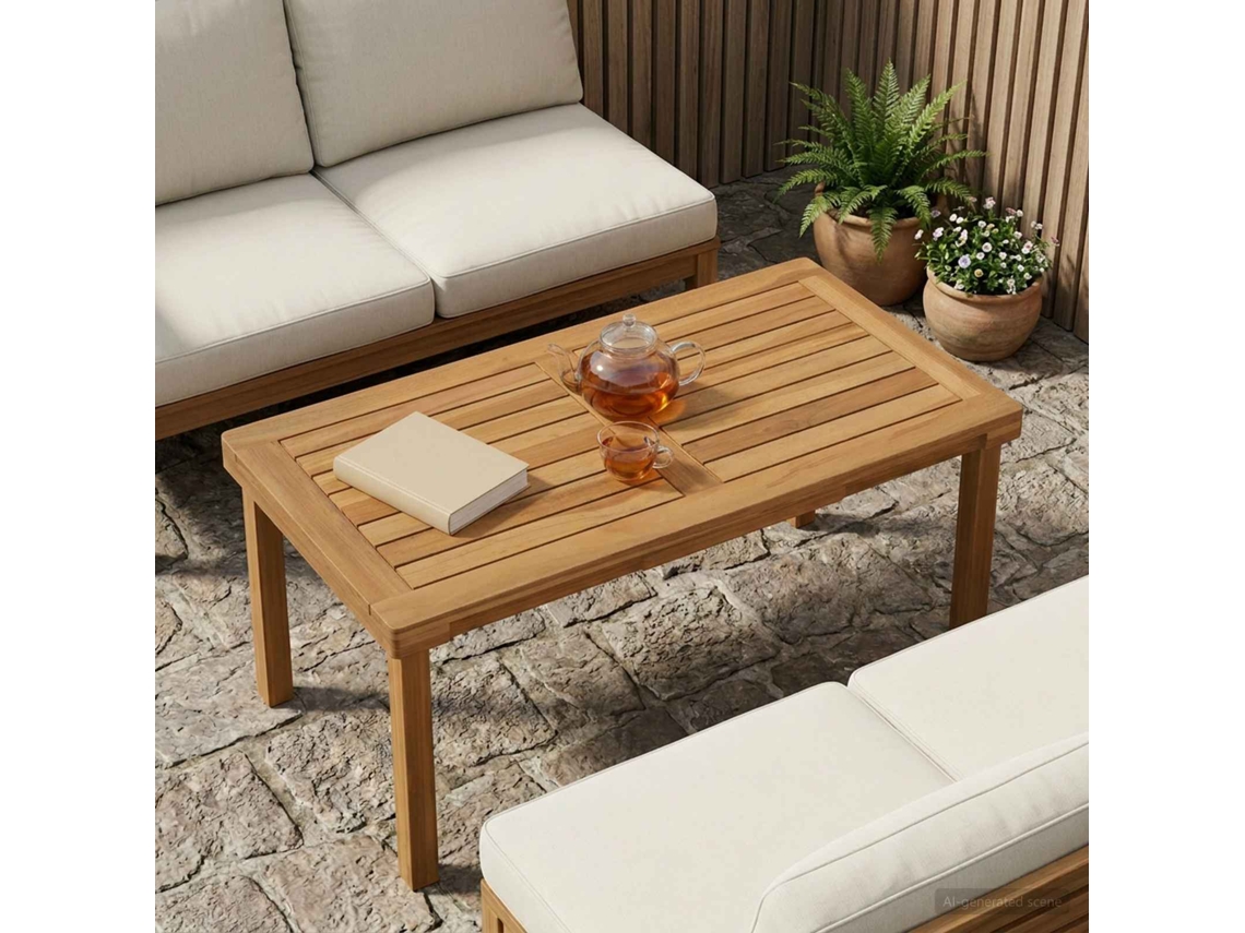 Vidaxl Tampo De Mesa Retangular Madeira De Teca Sólida Natural