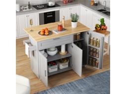Mesa Cozinha Móvel 132x44(70)x90cm (réplica 2), Bancada Dobrável, Carvalho, Suportes, 5 Rodas.-lb