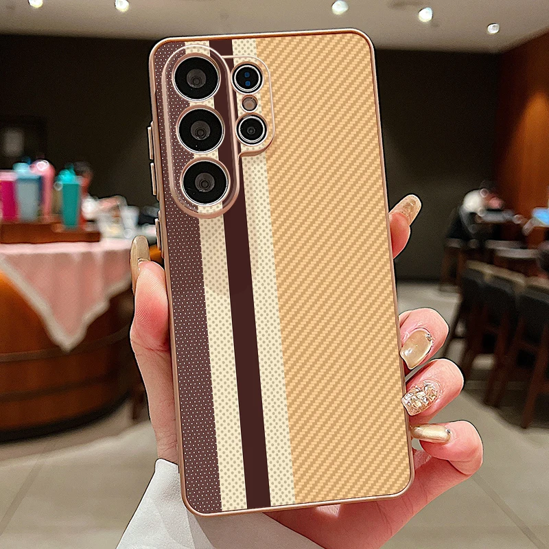 Capa Para Celular Galaxy A26 Com Estampa Retrô Listrada Magnética (dourada)