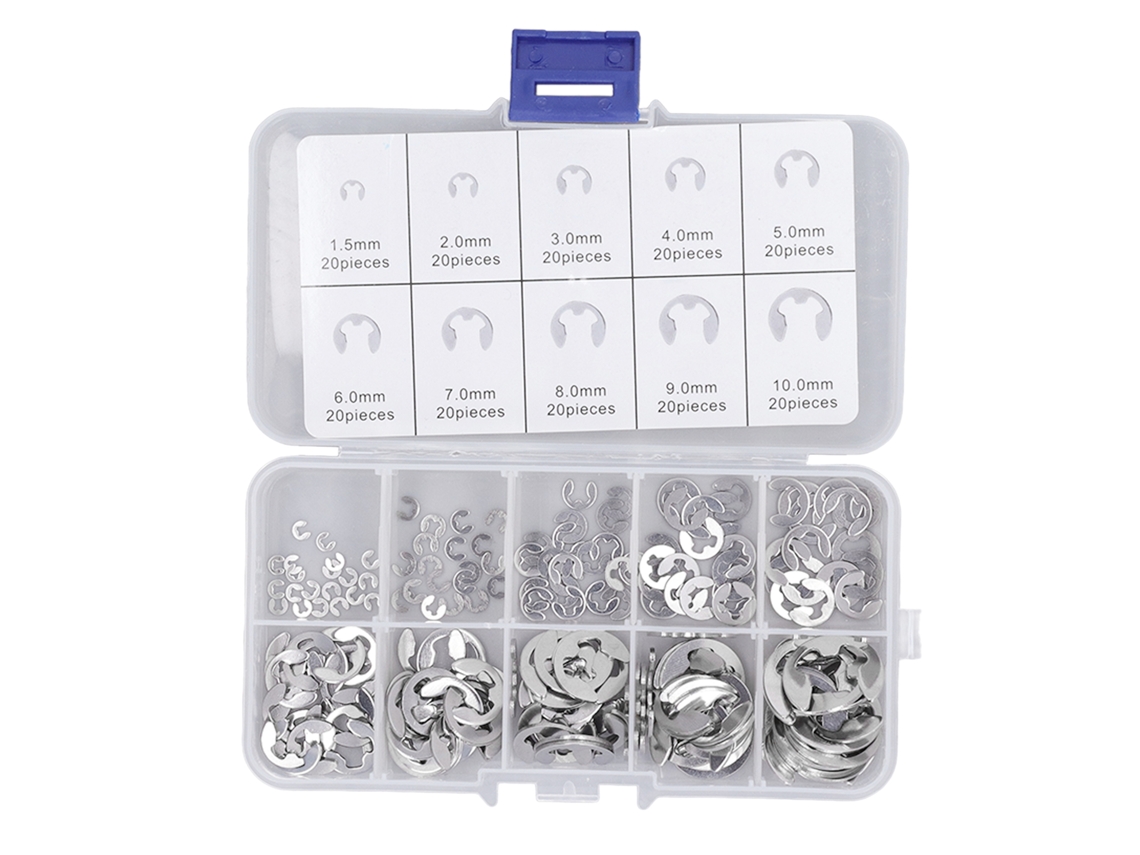 Kit De Clips E De Aço Inoxidável Com 200 Peças Para Fixação Externa De Rolamentos