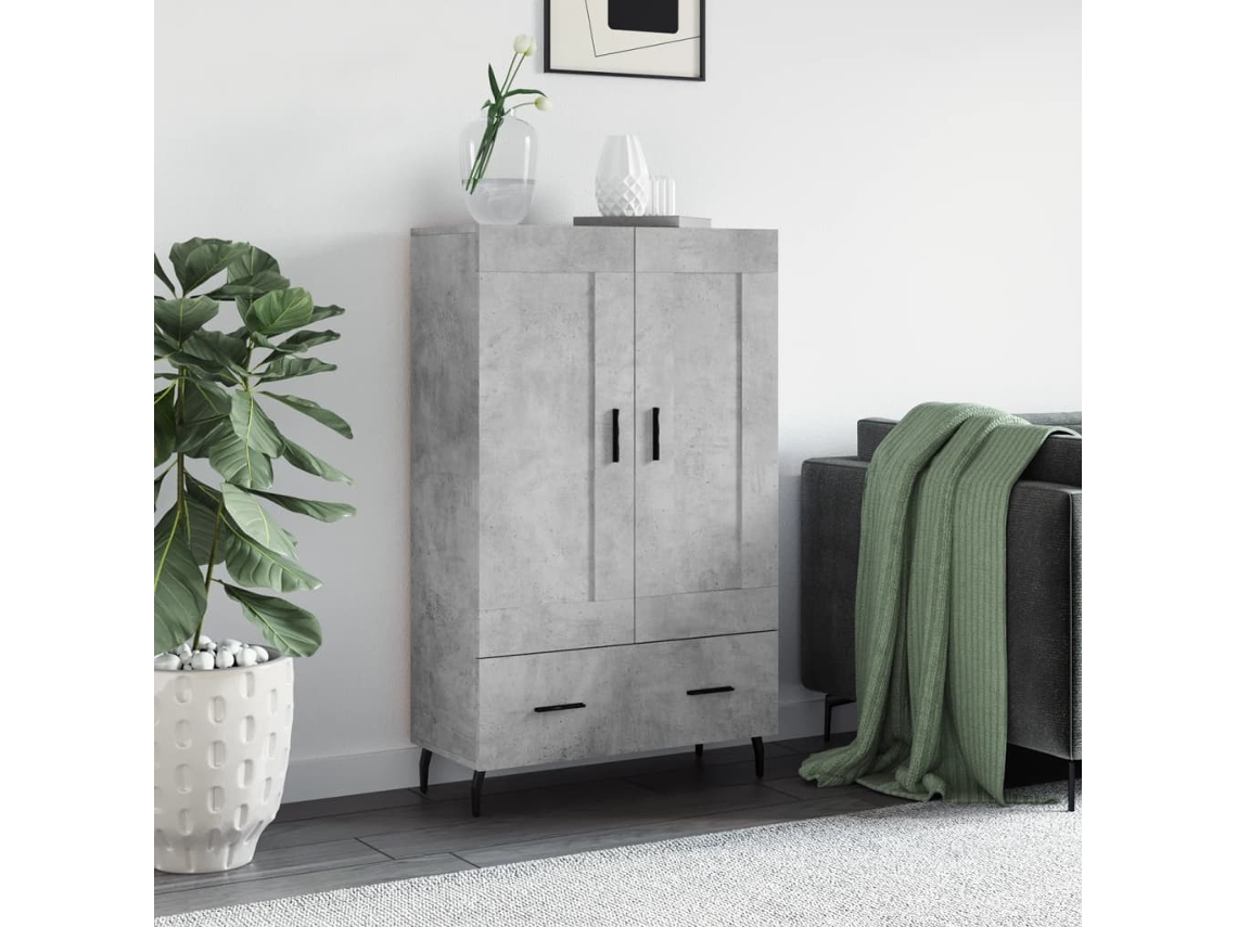 Vidaxl Aparador Alto 69,5x31x115 Cm Derivados De Madeira Cinza-cimento