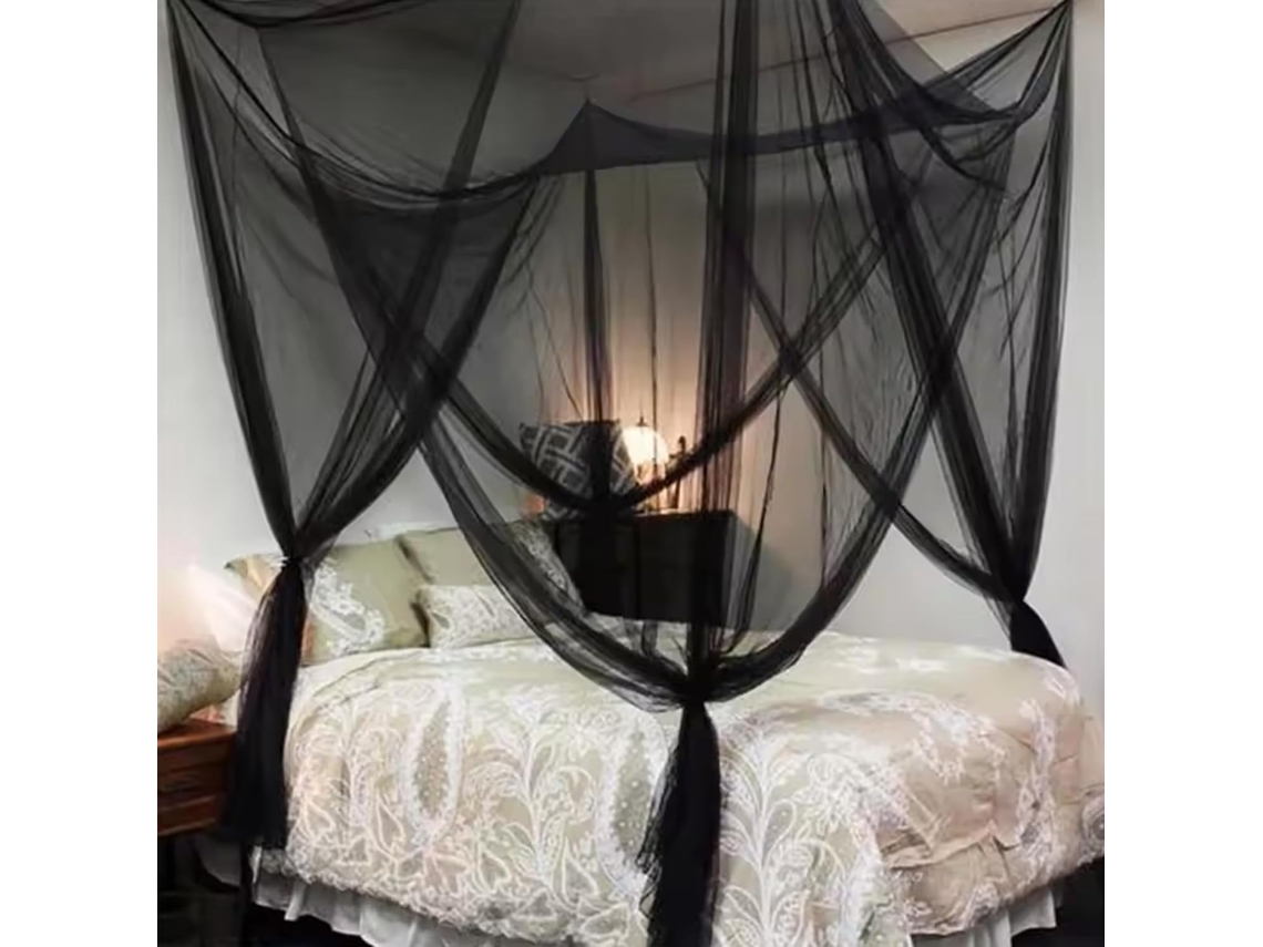 Mosquiteiro Para Cama, 190x210x240cm, Cortina De Dossel Respirável, Estilo Gótico Preto Para Decoração De Quartos Hotel