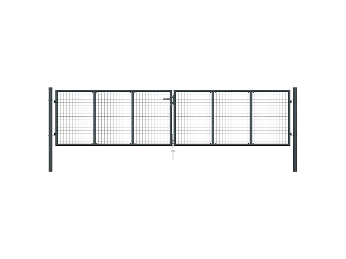 Vidaxl Portão De Jardim Em Tela De Aço Galvanizado 400x75 Cm Cinza