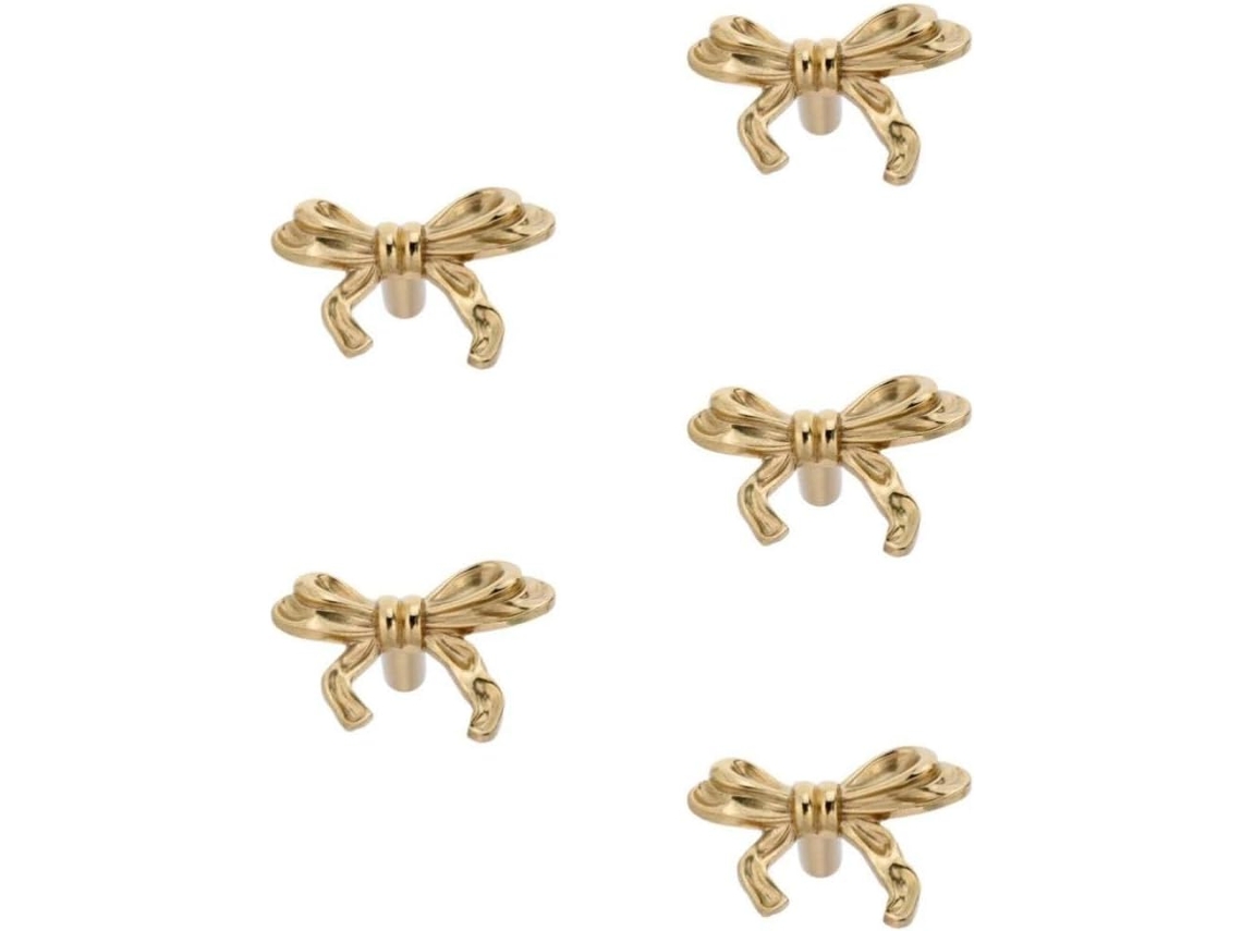 Popetpop Conjunto De 5 Puxadores Vintage Em Latão Com Laço Para Armários, Cômodas E Cozinhas