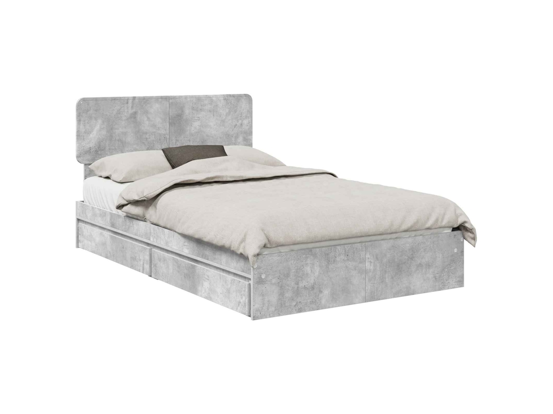 Cama com Armazenamento Cinzento 135x190 cm Madeira Processada MAISON EXCLUSIVE