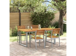 Vidaxl Conjunto De Jantar Para Jardim 5 Pcs Cinzeto