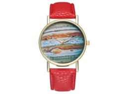 Reloj Analógico De Cuarzo Para Mujer Y Hombre Con Correa De Pu, Regalo De Amor (rojo)